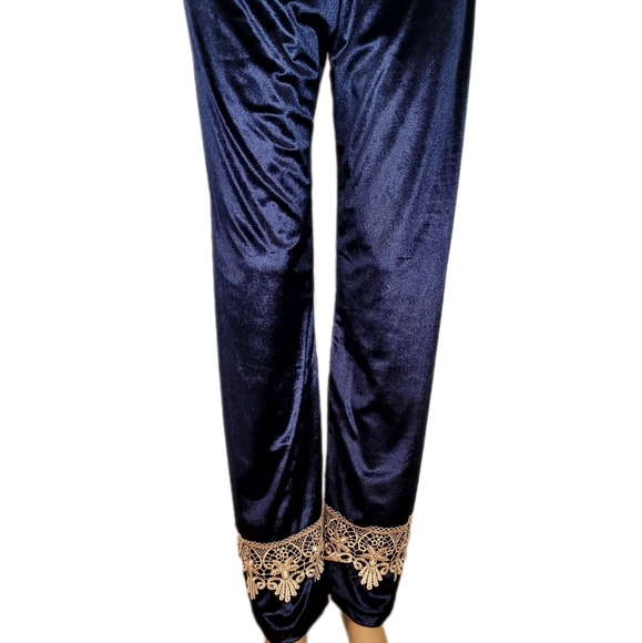 Celine Style Sexy 3 Pieces Pajamas ,Sleepwear Robe Velvet, Blue - Picture 8 of 11